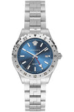 Buy Shop Versace Hellenyium GMT Blue Dial Silver Steel Strap Watch for Men - V11010015 USA Online