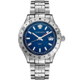 Buy Shop Versace Hellenyium GMT Blue Dial Silver Steel Strap Watch for Men - V11010015 USA Online