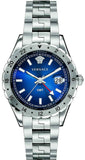 Buy Shop Versace Hellenyium GMT Blue Dial Silver Steel Strap Watch for Men - V11010015 USA Online