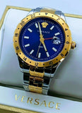 Buy Shop Versace Hellenyium GMT Blue Dial Two Tone Steel Strap Watch for Men - V11060017 USA Online
