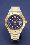 Versace Hellenyium GMT Blue Dial Two Tone Steel Strap Watch for Men - V11060017
