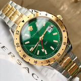 Buy Shop Versace Hellenyium GMT Green Dial Two Tone Steel Strap Watch for Men - V11050015 USA Online