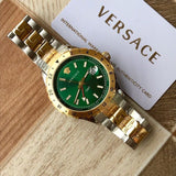 Buy Shop Versace Hellenyium GMT Green Dial Two Tone Steel Strap Watch for Men - V11050015 USA Online