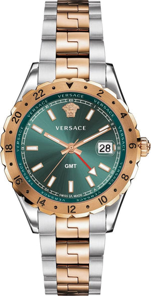 Buy Shop Versace Hellenyium GMT Green Dial Two Tone Steel Strap Watch for Men - V11050015 USA Online