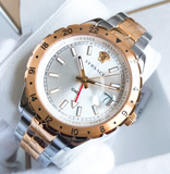 Buy Shop Versace Hellenyium GMT Silver Dial Two Tone Steel Strap Watch for Men - V11030015 USA Online