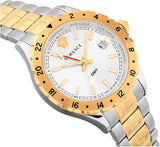 Buy Shop Versace Hellenyium GMT Silver Dial Two Tone Steel Strap Watch for Men - V11030015 USA Online