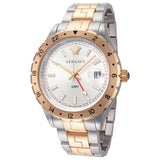 Buy Shop Versace Hellenyium GMT Silver Dial Two Tone Steel Strap Watch for Men - V11030015 USA Online