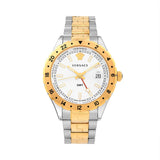 Buy Shop Versace Hellenyium GMT Silver Dial Two Tone Steel Strap Watch for Men - V11030015 USA Online