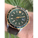 Buy Shop Versace Hellenyium Green Dial Brown Leather Strap Watch for Men - V11090017 USA Online