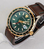 Buy Shop Versace Hellenyium Green Dial Brown Leather Strap Watch for Men - V11090017 USA Online