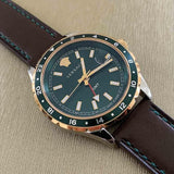 Buy Shop Versace Hellenyium Green Dial Brown Leather Strap Watch for Men - V11090017 USA Online