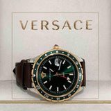 Buy Shop Versace Hellenyium Green Dial Brown Leather Strap Watch for Men - V11090017 USA Online