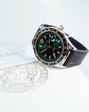 Buy Shop Versace Hellenyium Green Dial Brown Leather Strap Watch for Men - V11090017 USA Online