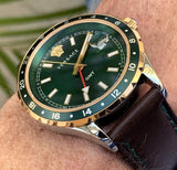 Buy Shop Versace Hellenyium Green Dial Brown Leather Strap Watch for Men - V11090017 USA Online