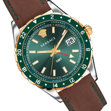 Buy Shop Versace Hellenyium Green Dial Brown Leather Strap Watch for Men - V11090017 USA Online