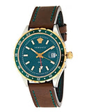 Buy Shop Versace Hellenyium Green Dial Brown Leather Strap Watch for Men - V11090017 USA Online