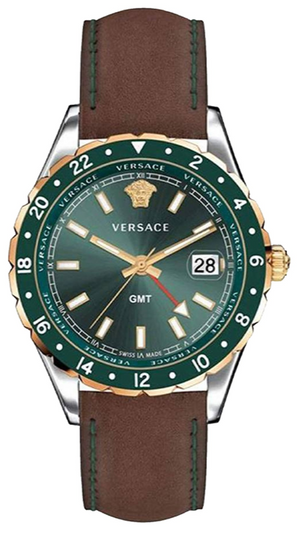 Buy Shop Versace Hellenyium Green Dial Brown Leather Strap Watch for Men - V11090017 USA Online