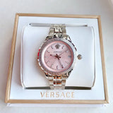 Buy Shop Versace Hellenyium Pink Dial Silver Steel Strap Watch for Women - V12010015 USA Online