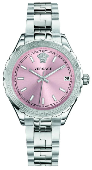 Buy Shop Versace Hellenyium Pink Dial Silver Steel Strap Watch for Women - V12010015 USA Online