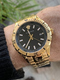 Buy Shop Versace Hellenyium Quartz Black Dial Gold Steel Strap Watch For Men - VE3A00820 USA Online