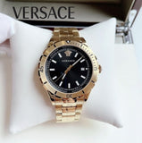 Buy Shop Versace Hellenyium Quartz Black Dial Gold Steel Strap Watch For Men - VE3A00820 USA Online
