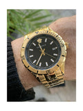 Buy Shop Versace Hellenyium Quartz Black Dial Gold Steel Strap Watch For Men - VE3A00820 USA Online
