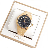 Buy Shop Versace Hellenyium Quartz Black Dial Gold Steel Strap Watch For Men - VE3A00820 USA Online