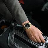 Buy Shop Versace Hellenyium Quartz Black Dial Gold Steel Strap Watch For Men - VE3A00820 USA Online