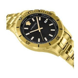Buy Shop Versace Hellenyium Quartz Black Dial Gold Steel Strap Watch For Men - VE3A00820 USA Online