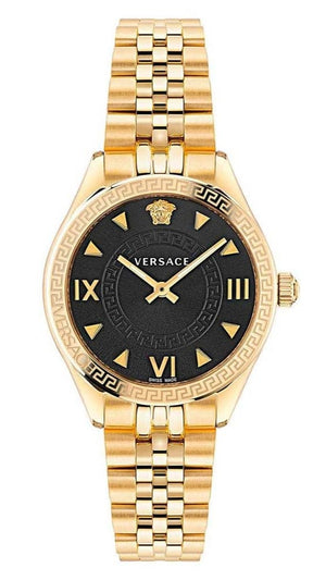 Buy Shop Versace Hellenyium Quartz Black Dial Gold Steel Strap Watch for Women - VE2S00622 USA Online