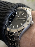 Buy Shop Versace Hellenyium Quartz Black Dial Grey Steel Strap Watch For Men - VE3A00620 USA Online
