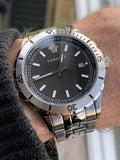 Buy Shop Versace Hellenyium Quartz Black Dial Grey Steel Strap Watch For Men - VE3A00620 USA Online
