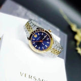 Buy Shop Versace Hellenyium Quartz Blue Dial Two Tone Steel Strap Watch for Men - VEVK00520 USA Online