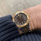 Buy Shop Versace Hellenyium Quartz Brown Dial Two Tone Steel Strap Watch For Men - V11040015 USA Online