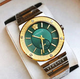 Buy Shop Versace Hellenyium Quartz Green Dial Silver Steel Strap Watch For Men - VEVK00420 USA Online