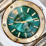 Buy Shop Versace Hellenyium Quartz Green Dial Silver Steel Strap Watch For Men - VEVK00420 USA Online