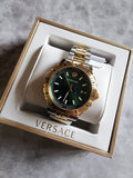Buy Shop Versace Hellenyium Quartz Green Dial Two Tone Steel Strap Watch For Men - VE3A00720 USA Online
