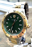 Buy Shop Versace Hellenyium Quartz Green Dial Two Tone Steel Strap Watch For Men - VE3A00720 USA Online