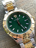 Buy Shop Versace Hellenyium Quartz Green Dial Two Tone Steel Strap Watch For Men - VE3A00720 USA Online