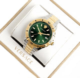 Buy Shop Versace Hellenyium Quartz Green Dial Two Tone Steel Strap Watch For Men - VE3A00720 USA Online