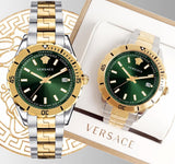 Buy Shop Versace Hellenyium Quartz Green Dial Two Tone Steel Strap Watch For Men - VE3A00720 USA Online