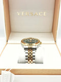 Buy Shop Versace Hellenyium Quartz Green Dial Two Tone Steel Strap Watch For Men - VEVI00620 USA Online