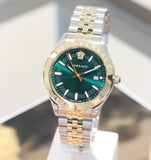 Buy Shop Versace Hellenyium Quartz Green Dial Two Tone Steel Strap Watch For Men - VEVI00620 USA Online