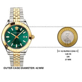 Buy Shop Versace Hellenyium Quartz Green Dial Two Tone Steel Strap Watch For Men - VEVI00620 USA Online