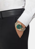 Buy Shop Versace Hellenyium Quartz Green Dial Two Tone Steel Strap Watch For Men - VEVI00620 USA Online