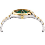 Buy Shop Versace Hellenyium Quartz Green Dial Two Tone Steel Strap Watch For Men - VEVI00620 USA Online