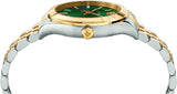 Buy Shop Versace Hellenyium Quartz Green Dial Two Tone Steel Strap Watch For Men - VEVI00620 USA Online