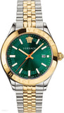 Buy Shop Versace Hellenyium Quartz Green Dial Two Tone Steel Strap Watch For Men - VEVI00620 USA Online