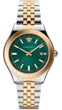 Buy Shop Versace Hellenyium Quartz Green Dial Two Tone Steel Strap Watch for Men - VEVK01324 USA Online