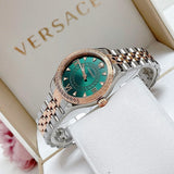 Buy Shop Versace Hellenyium Quartz Green Dial Two Tone Steel Strap Watch for Women - VE2S00422 USA Online